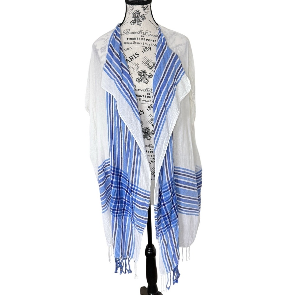 J.Crew Women's Blue White Striped Cotton Cover Up Tunic Beachwear One size